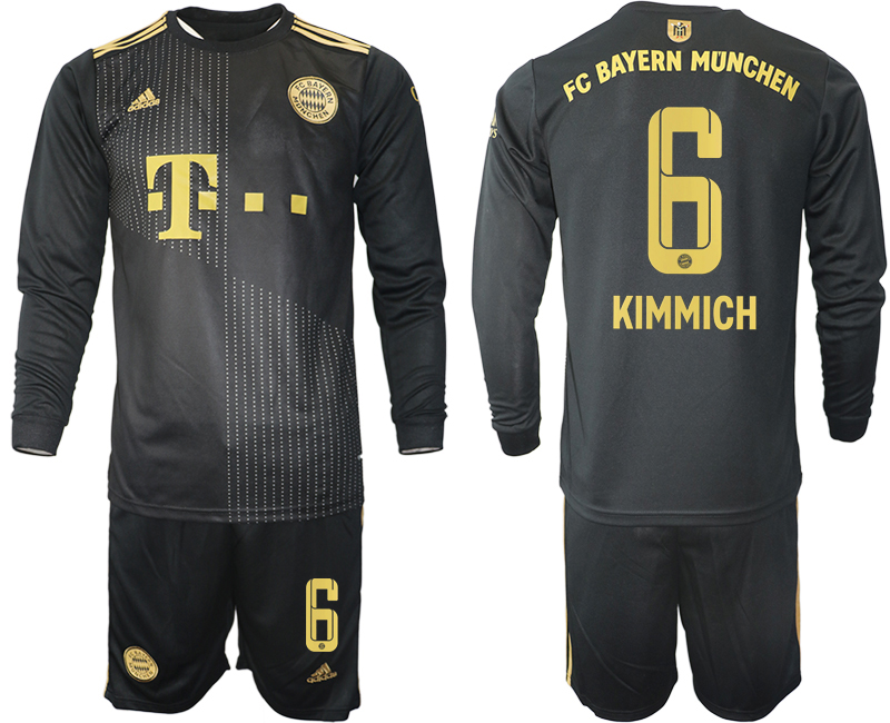 Men 2021-2022 Club Bayern Munich away black Long Sleeve #6 Soccer Jersey->bayern munich jersey->Soccer Club Jersey